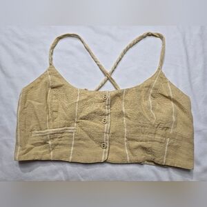 Free People Endless Summer Casual Friday Cami Linen  Cropped Top Striped Small